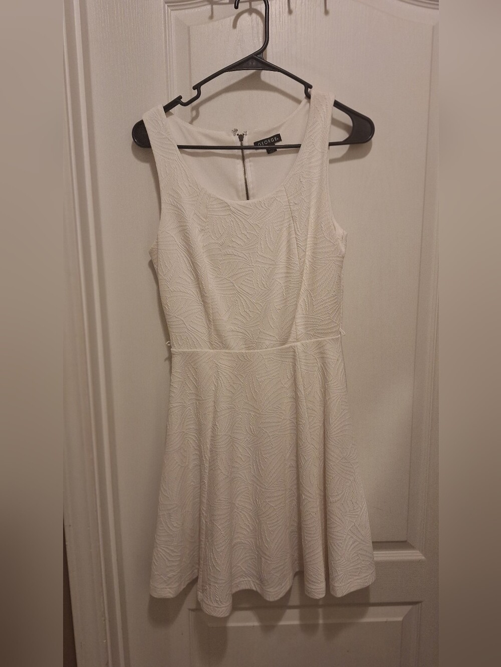 George Cream Textured A-Line Midi Dress